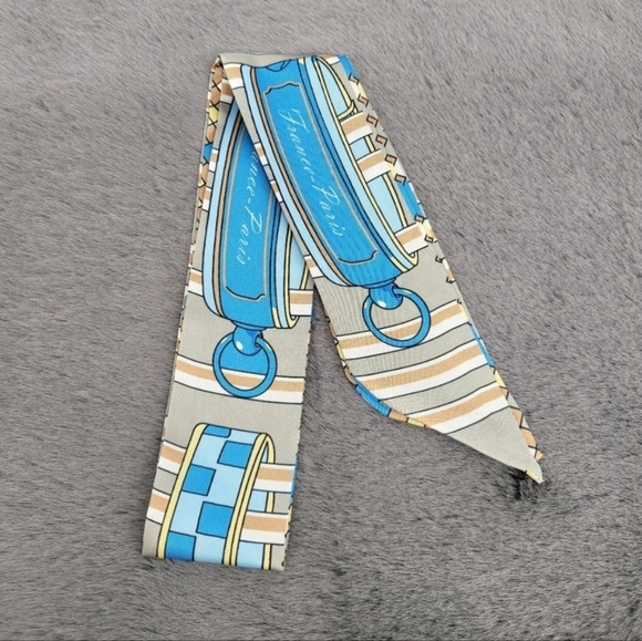 New France Paris Rope Silk Skinny Scarf Twilly - Picture 1 of 7
